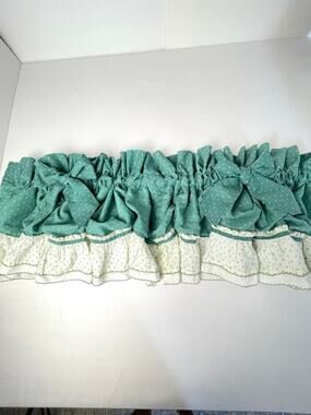 Vintage Mint Green Ruffled Curtain Valance Cottagecore Farmhouse Shabby Chic